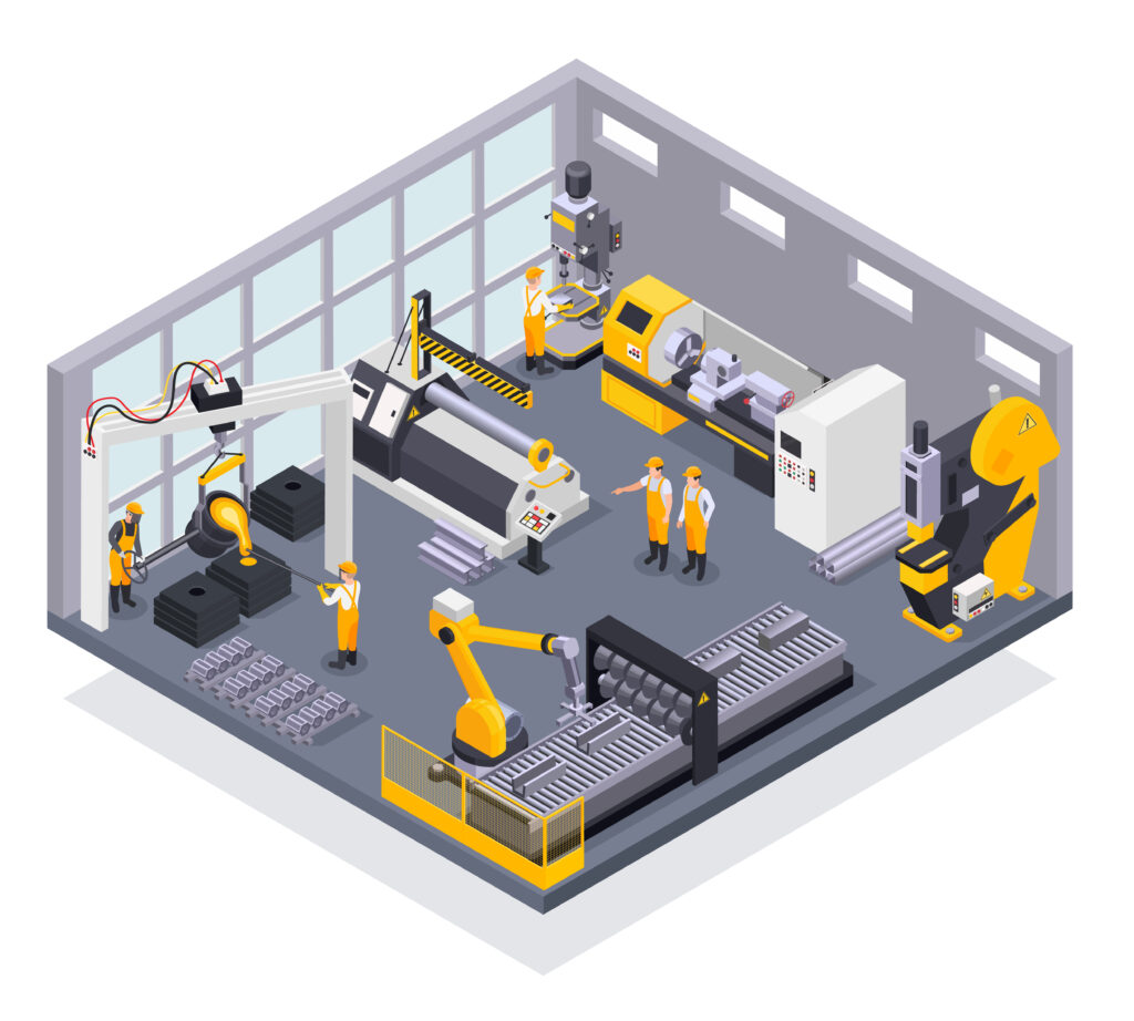Metal Industry Isometric Composition wynajem powierzchni przemysłowej toruń